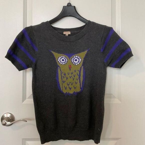 Daniel Cremiux Gray Sheila Owl‎ Short-Sleeve Sweater - Picture 3 of 5